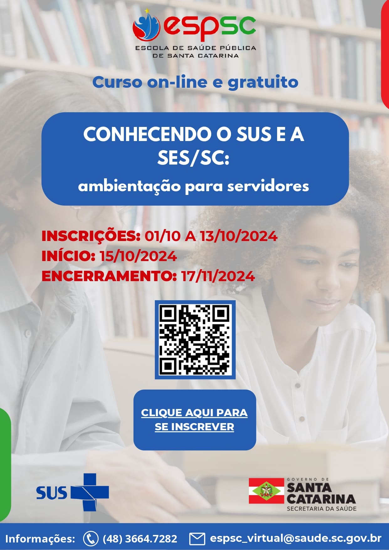 FLYER CURSO CONHECENDO O SUS E A SESSC ambientação para servidores 13T
