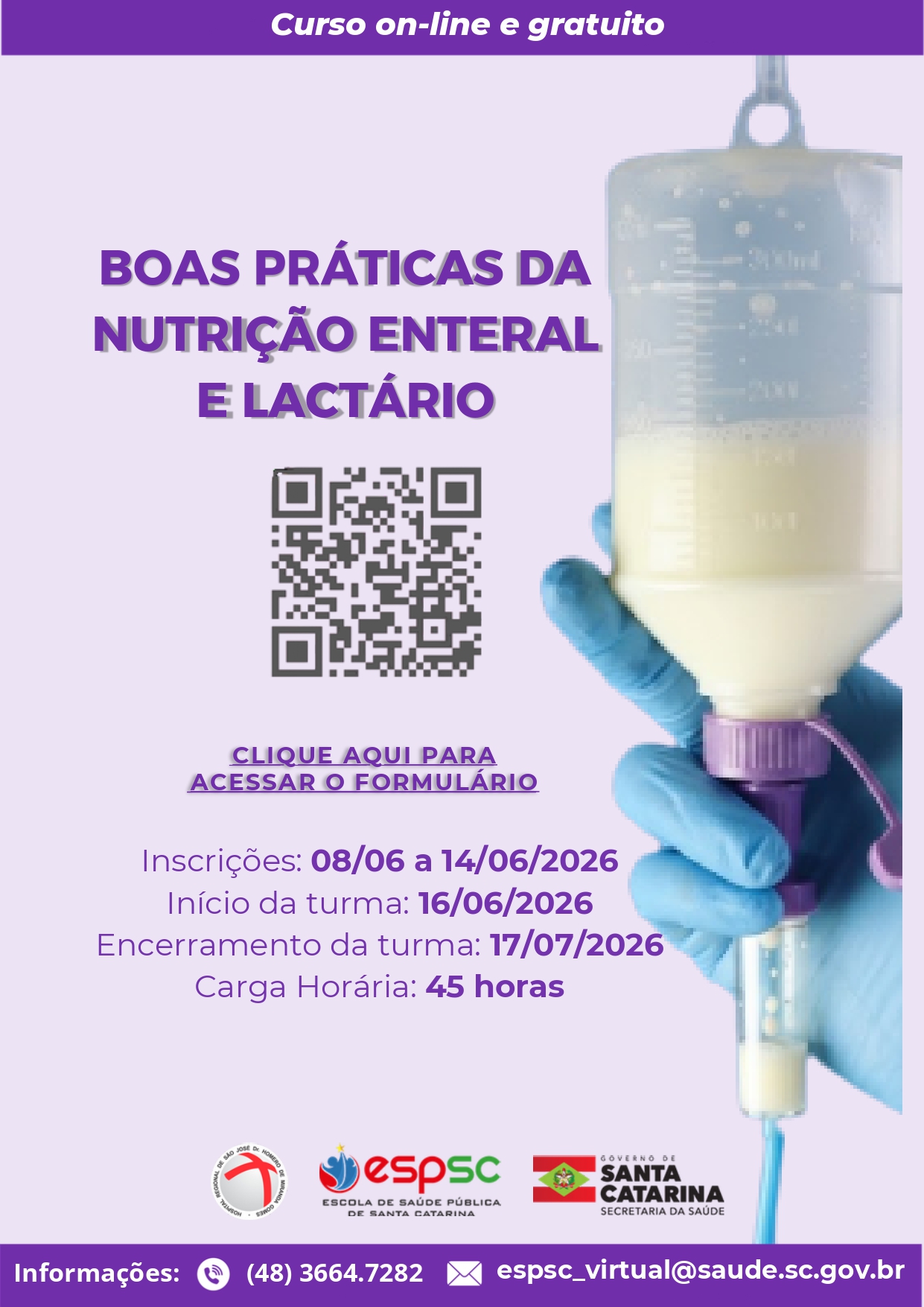 FLYER CURSO Boas Práticas e Rotinas da Nutrição Enteral e Lactário 10T
