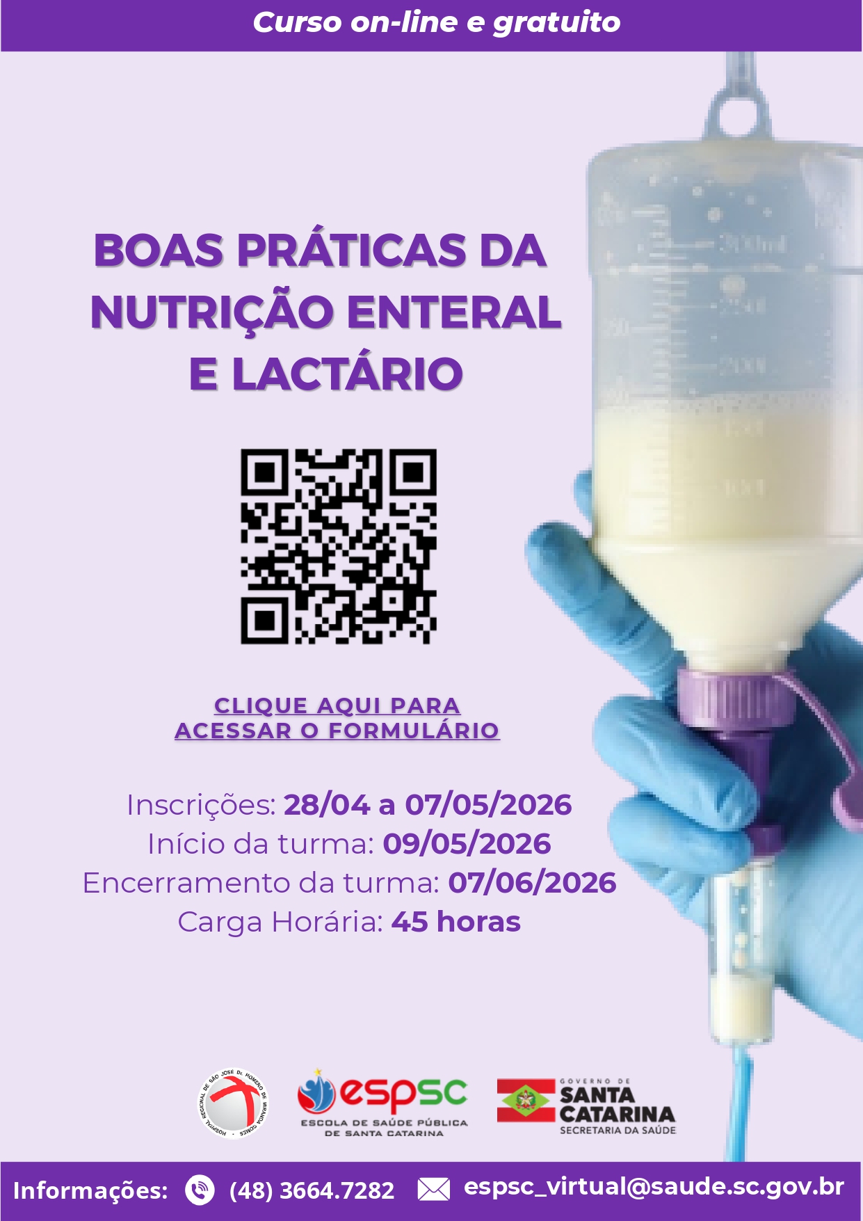FLYER CURSO Boas Práticas e Rotinas da Nutrição Enteral e Lactário 9T